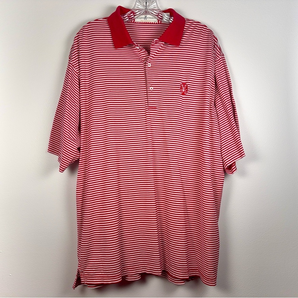 Fairway & Greene Red & White Striped Golf Polo Shirt XL